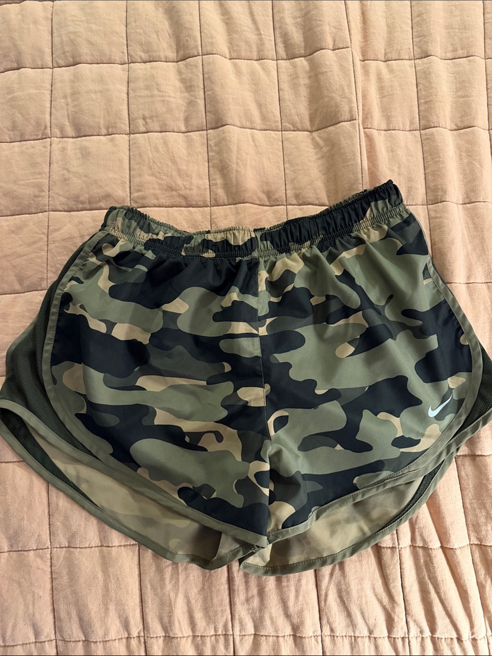 Nike Women's Camo Running Shorts - Olive Green/Black